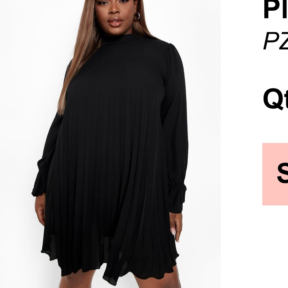 Boohoo black long sleeved dress